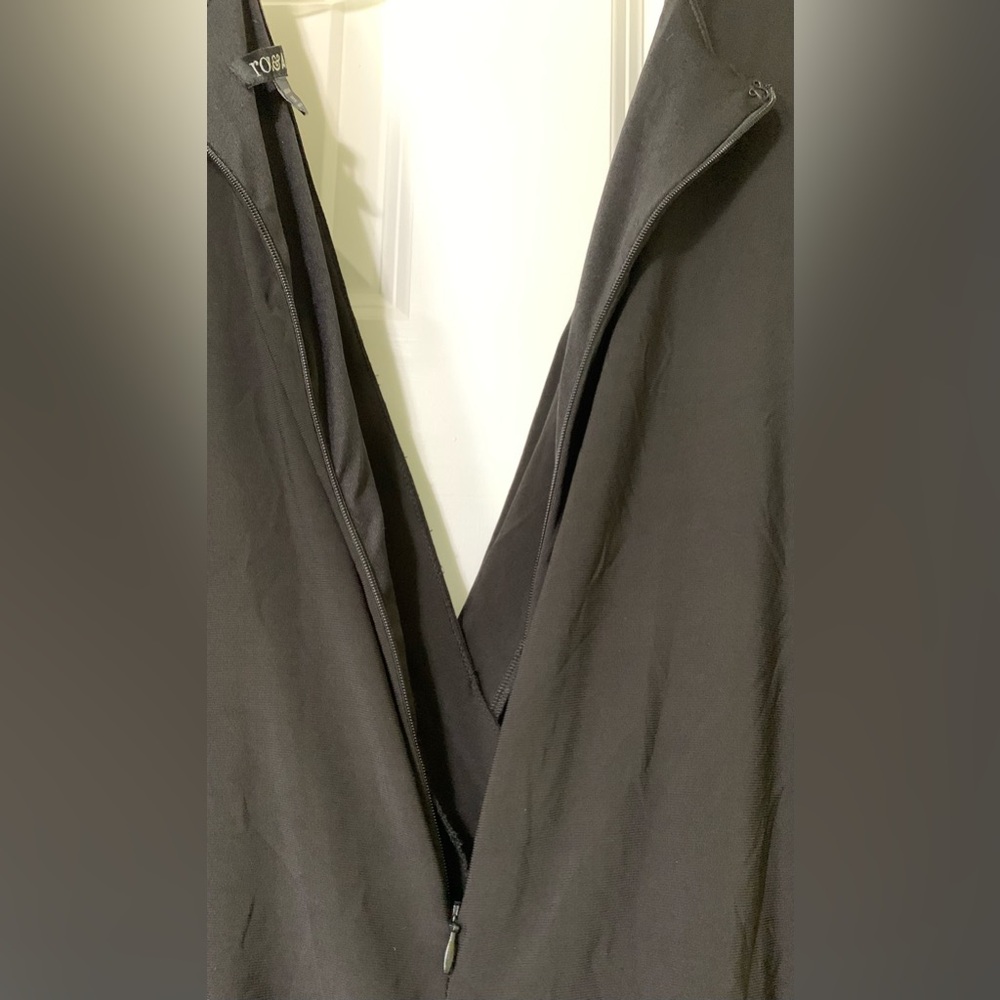 Black Jumpsuit Rhinestone Roz&Ali Drape Deep V - Picture 6 of 8